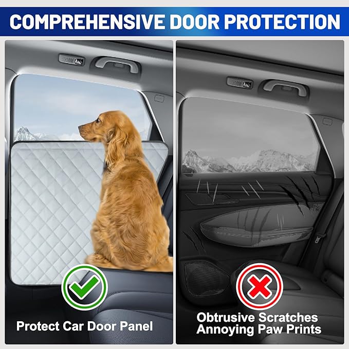 Dog Car Door Protector, 2 Pack Heavy Duty 5-Layer Car Door Protectors from Dog Scratching,Waterproof Door Protectors for Vehicles,Universal Fit for Cars, Trucks, SUVs (Storm Gray)