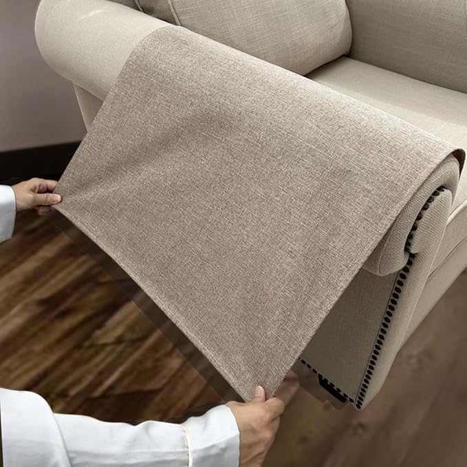 NOYOURS Couch Arm Covers, Anti-Slip Sofa Armrest Cover for Recliner, 2pc Washable Sofa Arm Covers, Dogs Cats Pet Scratch Proof Couch Arm Protectors, Cream Brown, 20x24inch