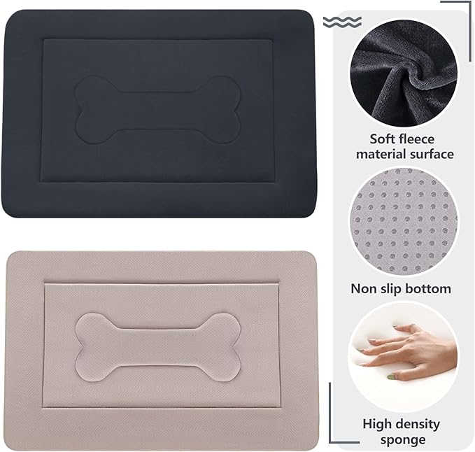 JoicyCo Extra Large Dog Bed Soft Dog Crate Pad Mat, 48 in Non-Slip Bottom Washable Dog Sleeping Mattress Pet Beds Cat Bed Kennel Pad, Dark Gray