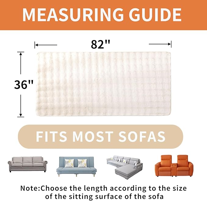 Waterproof Dog Bed Cover Non Slip Couch Covers for Dogs Washable Soft Faux Fur Sofa Cover Couch Covers for 3 Cushion Couch Sofa Pet Friendly (Off White)