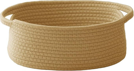 JMvicyroam Woven Basket,Small Rope Storage Bin with Handles & Ribbon Bag, Organizer for Shelves Closets,Gift Basket Empty for Birthday,Books,Dog Toys, Jute