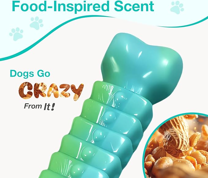 ZeLing HTL Tough Dog Toys for Aggressive Chewers - Indestructible Chew Toy Bone for Medium & Large Breeds, Keeps Dogs Busy & Cleans Teeth - Peanut Flavored