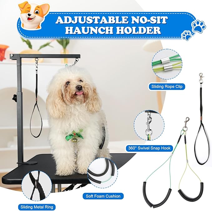 Breeze Touch Dog Grooming Table Arm with Clamp 32in, Pet Dog Grooming Table for Small Dogs at Home Foldable, Cat Dog Grooming Harness Stand Holder Portable for Trimming Nails, Drying, Haircut