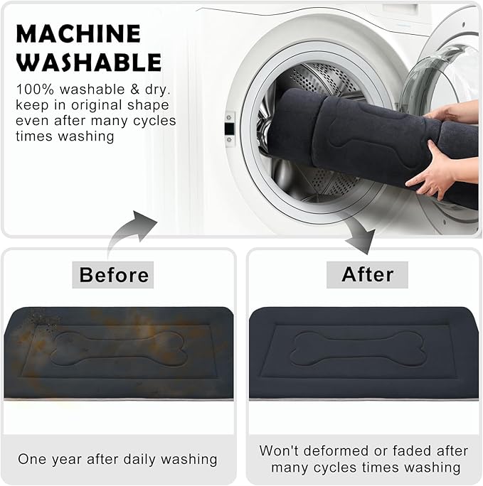 JoicyCo Dog Bed Soft Dog Crate Pad Mat for Medium/Large Dogs, 36 in Non-Slip Bottom Washable Dog Sleeping Mattress Pet Beds Cat Bed Kennel Pad, Dark Gray
