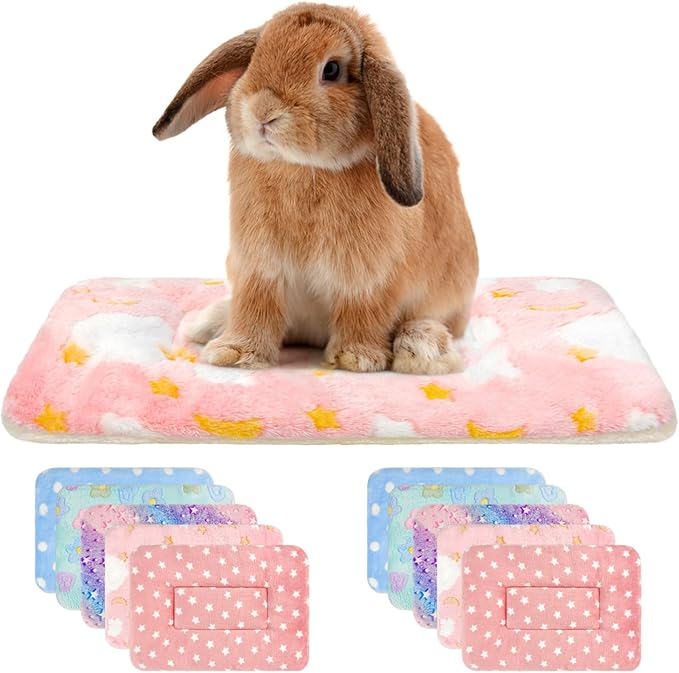 Tierecare 10PCS Guinea Pig Bed Soft Rabbit Bedding Cage Liner Warm Bunny Mats Pee Pads Fleece Blanket Plush Hamster Sleep Beds Ferret Squirrel Hedgehog Rat