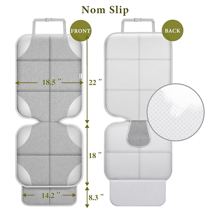 Meolsaek Car Seat Protector for Child Car Seat, Durable 600D Fabric Waterproof Car Seat Cover with Thick Pad Non-Slip Backing (No Imprints)