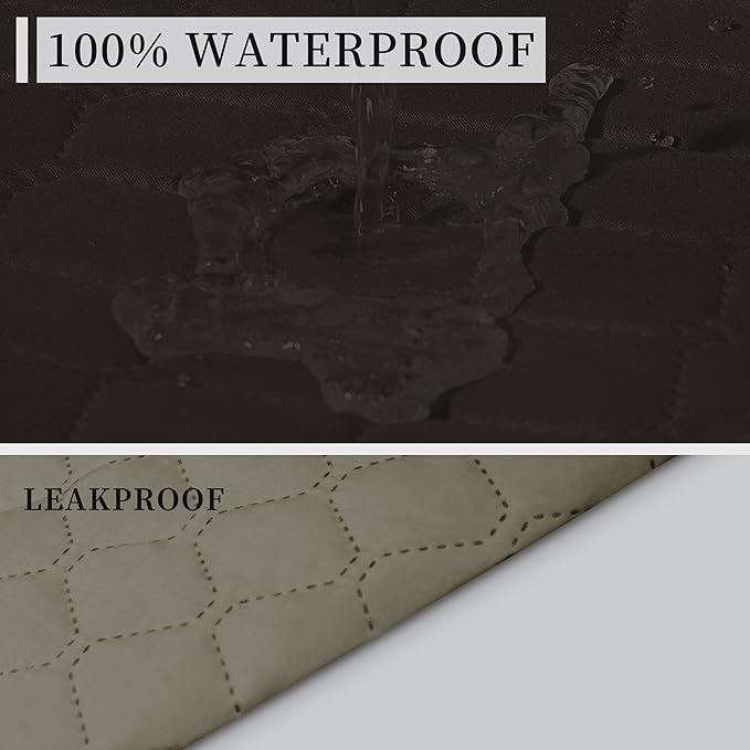 ISSUNTEX Double Protection 100% Waterproof Recliner Covers for Living Room, Reversible Furniture Protector Recliner Couch Sofa Slipcover for Dogs, Pets, Kids (Recliner, Chocolate/Beige)