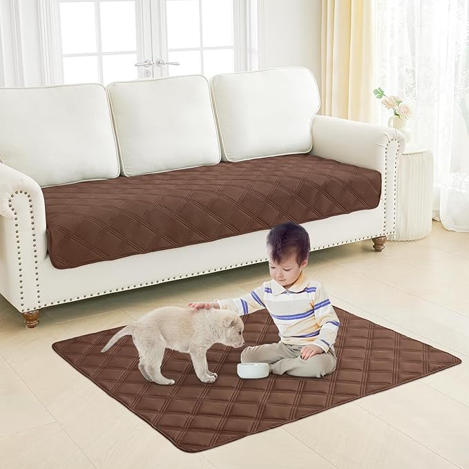 Smiry Waterproof Dog Bed Cover Blanket 30x70, Soft Reversible Pet Blanket, Washable Leakproof Cats Dogs Couch Cover for Sofa, Couch, Furniture, Lattice, Brown/Brown