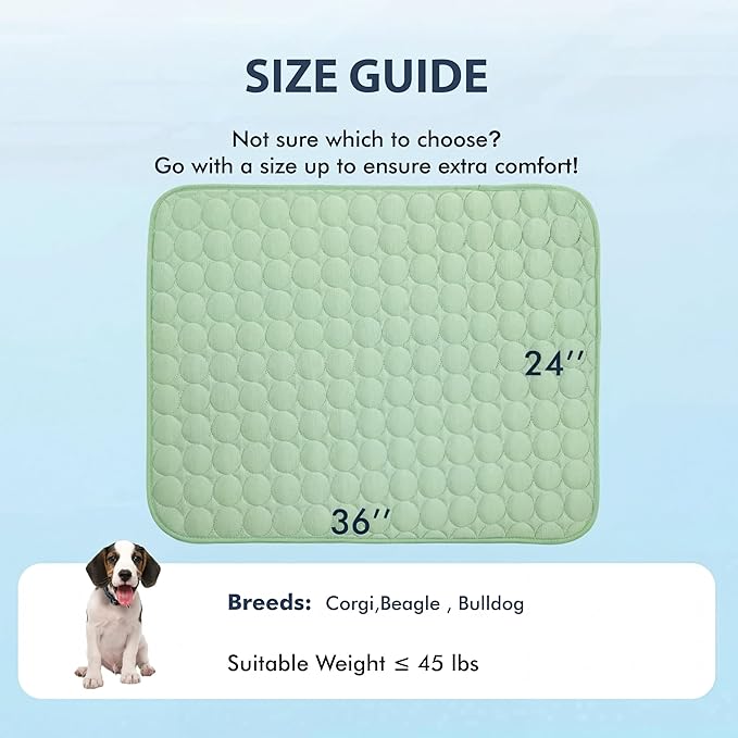 MICROCOSMOS Summer Cooling Mat & Sleeping Pad- Water Absorption Top, Materials Safe, Easy Carry, EZ Clean. Keep Cooling for Pets, Kids and Adults.(Green, 36" x24")