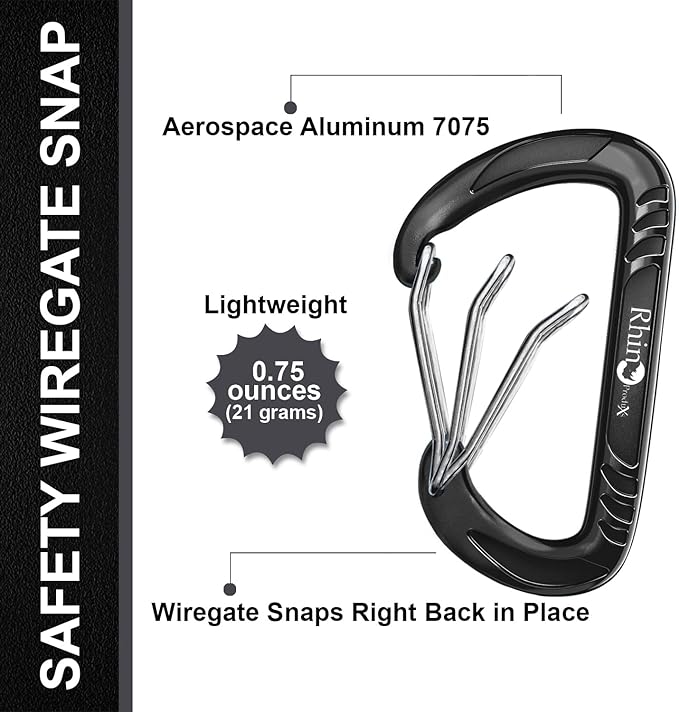 12kN (2697 lbs) Heavy Duty Carabiner Clips, for Securing Pets, Outdoor, Camping, Hiking, Hammock, Dog Leash Harness, Keychains