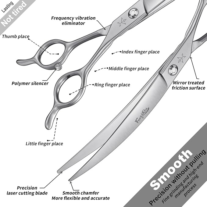 High-end Professional Dog Grooming Curved Scissors Pet Curved Shears 8 Inches Extremely Very Sharp Made Of Stainless Steel Alloy By Hand For Dog Cat Groomer