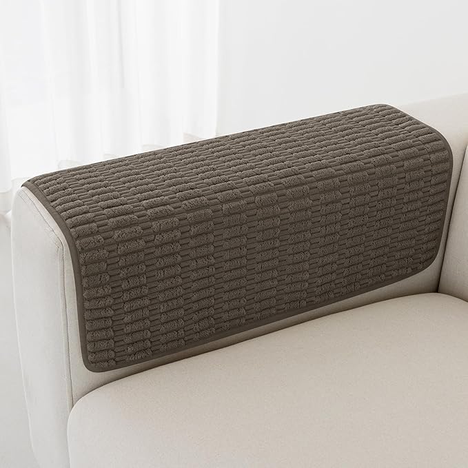 Foxdecor Couch Arm Covers Sofa Arm Cover, Arm Chair Covers Set of 2, Non-Slip Chair Arm Covers, Arm Rest Cover for Sofa, Armchair Slipcovers Couch Protector (Chocolate 20x20 inch)