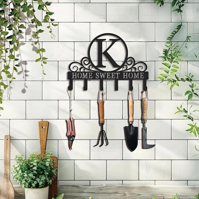 Metal Letter k Key Holder for Wall, Monogram Coat Rack Wall Mount, Key Hooks Perfect for Bathroom, Living Room, Kitchen, Office Ideal Wedding, Anniversary, Housewarming Gift (K)