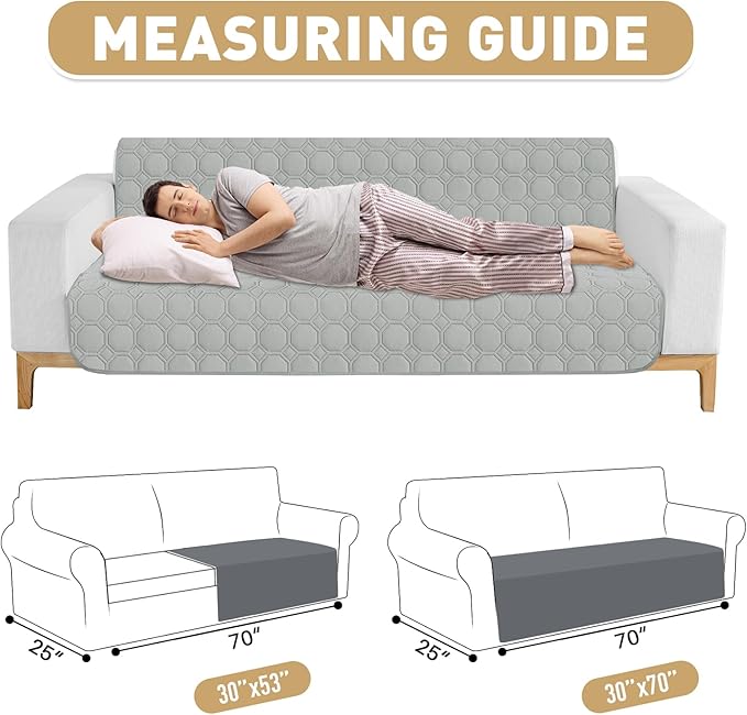 ZNSAYOTX Ultimate Cozy Blankets (30"x70") 100% Waterproof Sofa Mat Blanket for Dog Pets, Bed Couch Protector with Non-Slip Back Washable Durable, Pee Scratch Proof Easy to Clean (Light Grey)