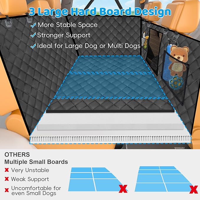 URPOWER XL Dog Back Seat Extender for Crew Cab Truck, Hard Bottom Dog Car Seat Cover Holds 550lbs Waterproof Dogs Car Hammock Pet Backseat, Pet Truck Accessories for F150 / RAM 1500/ Tundra Crew Cab