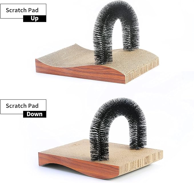 FUKUMARU Cat Self Groomer, 2.0 Version Cat Arch Face Scratcher with Scratcher Pad, Cats Back Grooming Massager Toy Brush for Indoor Kitten and Small Dog