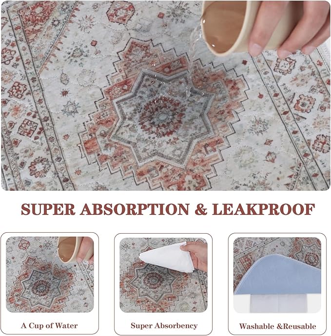 Qeils Washable Pee Pads, Reusable Puppy Pads Super Absorbent Leakproof Dog Training Pads, Non-Slip Wee Wee Pads for Crate, Floor, Potty Pads Feeding Mat Dog Pee 2 Pack 18"x24"