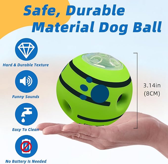 SHAKE AND LAUGH Interactive Puzzle Dog Treat Ball, Treat Dispensing Enrichment Dog Toys Ball, S, 3.14 in (8 cm)
