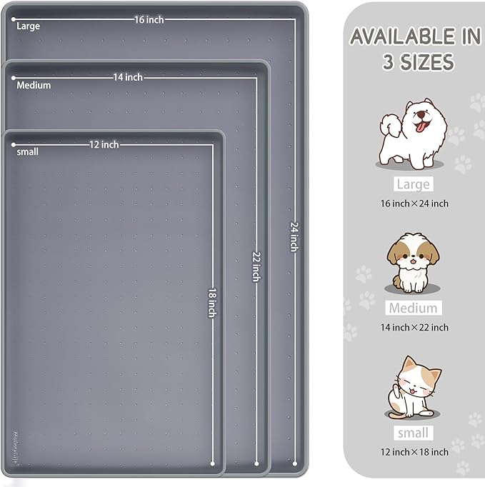 MateeyLife Silicone Cat & Dog Food Mat for Floors Waterproof, Anti-Slip Dog Bowl Mats for Food and Water, Pet Feeding Mats with Lip to Prevent Spills, Pet Placemat for Messy Drinkers to Protect Floors