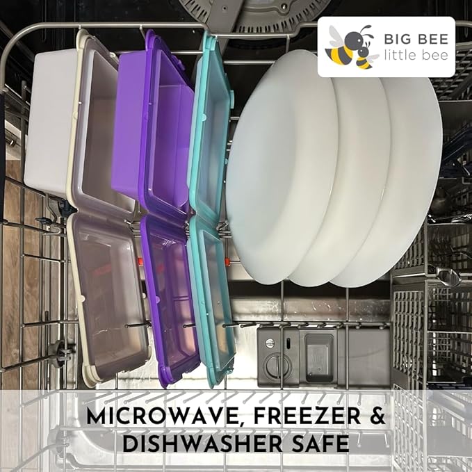 Big Bee, Little Bee - SoftShell Reusable Silicone Food Storage Container with Connected Clamshell Lid, Easy to Clean, Snaps Closed, Microwave, Freezer & Dishwasher Safe (Raspberry)