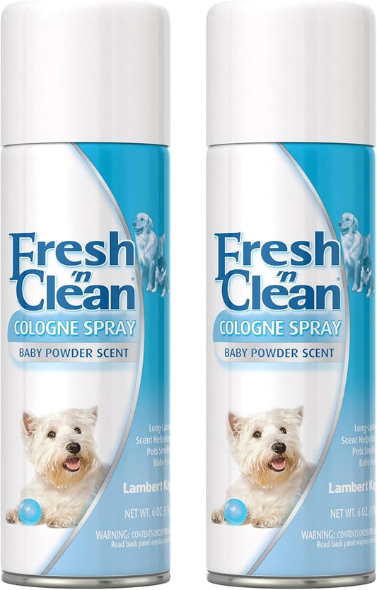 PetAg Fresh ’n Clean Cologne Spray - Baby Powder Scent - 6 oz, Pack of 2 - Controls Odor & Keeps Dogs Smelling Fresh
