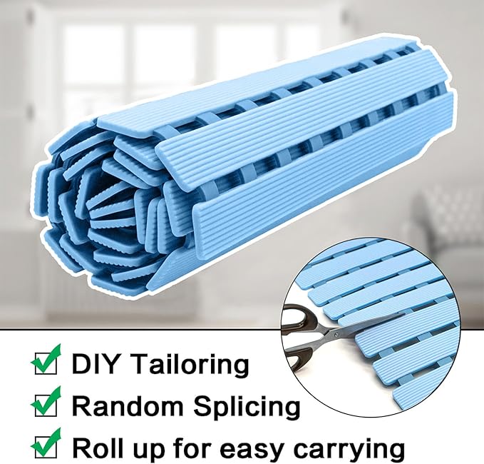 Shower Mat Non Slip Bathtub Mat with Suction Cups and Drain Holes 37.4 x15.7 Inch Bath Mat for Tub & Shower.Easy Dry,Easy to Cut,Eco-Friendly