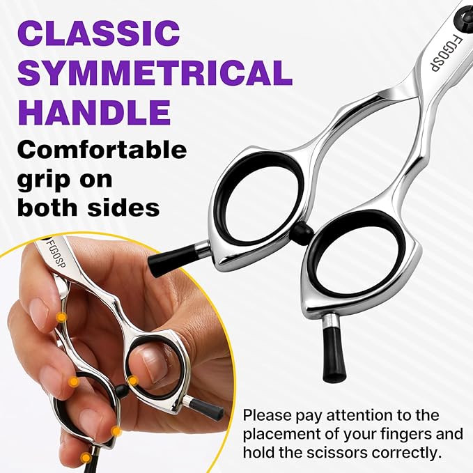 Curved Dog Grooming Scissors with Blunt Tip 6.5 in Round Curve Shears for Pet Dogs Cat Japan 440C 30°Arc Upward & Downward for Trimming Face and Paws at Home Safety