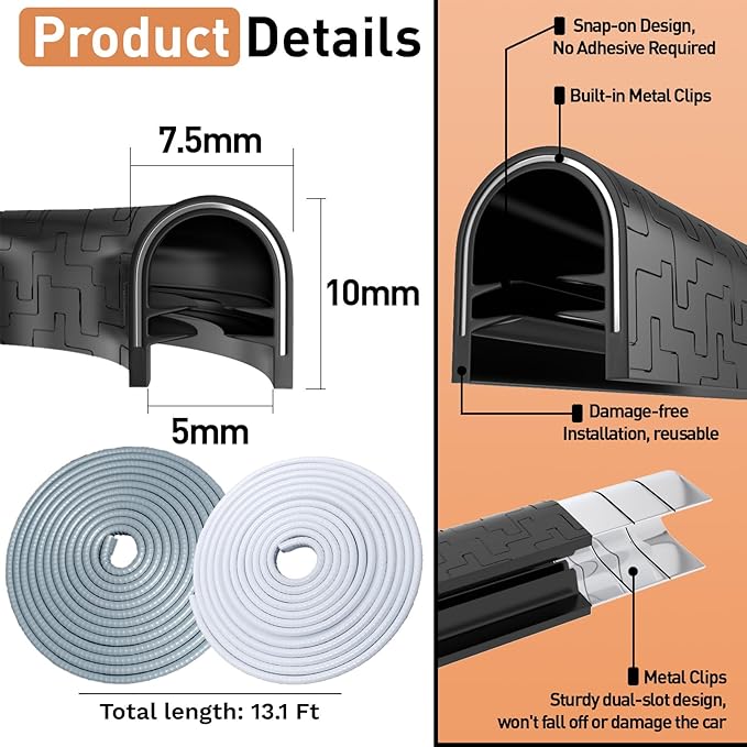 Car Door Edge Guards, 13.1Ft(4m) Car Door Protector Edge Guards Rubber Seal, Doors Trim U Shape Edges Guard for Cars Trucks Suvs (Black)