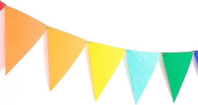 LOVENJOY 2 Assembled Rainbow Banners Felt Bunting Multicolor for Colorful Birthday Party Decorations