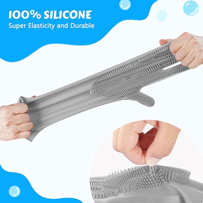 Pecute Pet Grooming Gloves: Heat-Resistant Silicone Gloves with High-Density Teeth for Enhanced Massaging and Bathing of Dogs and Cats