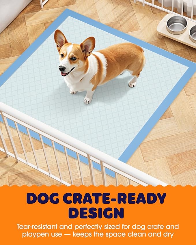 Powools Puppy Pads - Super Absorbent & Spill-Proof Pee Pads for Dogs with 6-Layer Material, Quick-Dry Potty Pads for Floors, Furniture, Vehicle, 22" × 22", 150 Packs
