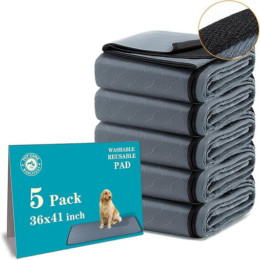 Washable Pee Pads for Dogs 5 Pack, 36x41, Reusable Puppy Pads, Dog Training Pads with Quick Dry, Anti-Slip Dog Cat Pee Pads, Whelping Pads, Potty Pad