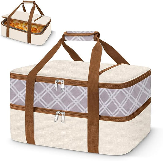 Coobiiya Insulated Casserole Carrier – Portable Tote for Hot or Cold Food, Warmer & Cooler Bag Lunch Bag, Fits 9" x 13" Baking Dish, Ideal for Potluck Parties