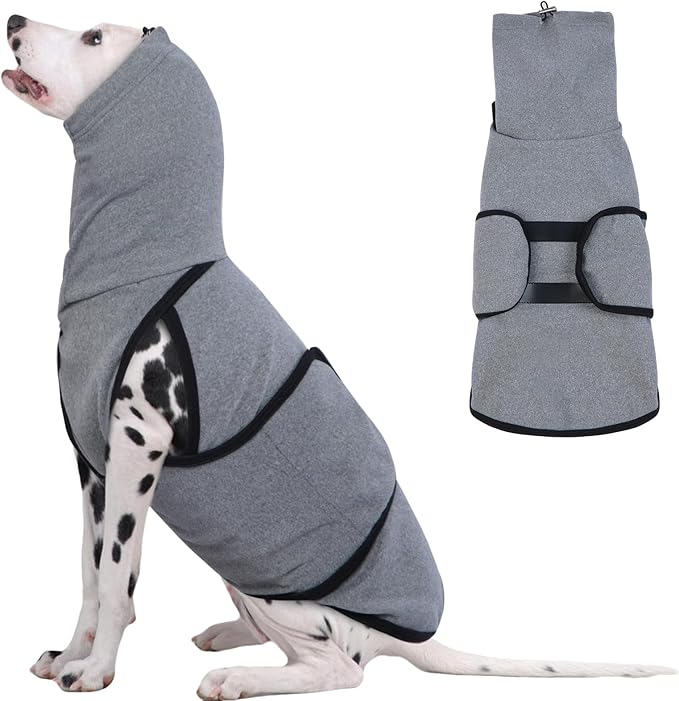 Dog Anxiety Jacket Calming Shirt, Anxiety Relief Calming Vest with Dog Ear Muffs, Noise Protection Dogs Winter Coat, Lightweight Stretchy Turtleneck T-Shirts