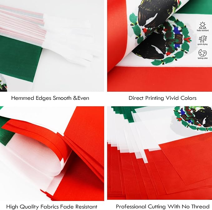 Mexico String Flag Pennant Banner - 38 Flags, 42 Feet Small Mini Mexican Flags Bunting Banner for Country Decoration, School, Party, Sports Events