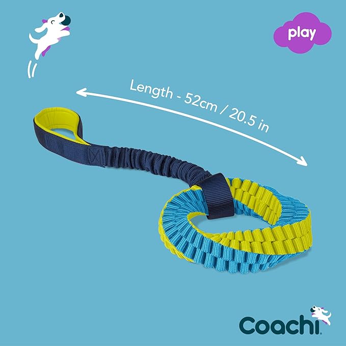 Coachi Tuggi Helix - Interactive Dog Toy for Tug of War & Play. Strong & Lightweight, Stretchy Bungee Handle, Reward Training, Interrupting Biting & Chewing, Ideal for Agility & Suitable for Puppies