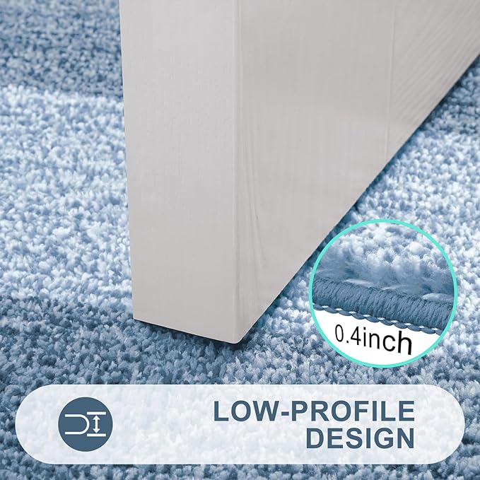 Kitinjoy Indoor Outdoor Door Mat, 47x24 Non-Slip Absorbent Dirt Trapper, Low-Profile Washable Inside Entrance Front Floor Mat, Sturdy Soft Entry Doormats for Entryway, Light Blue