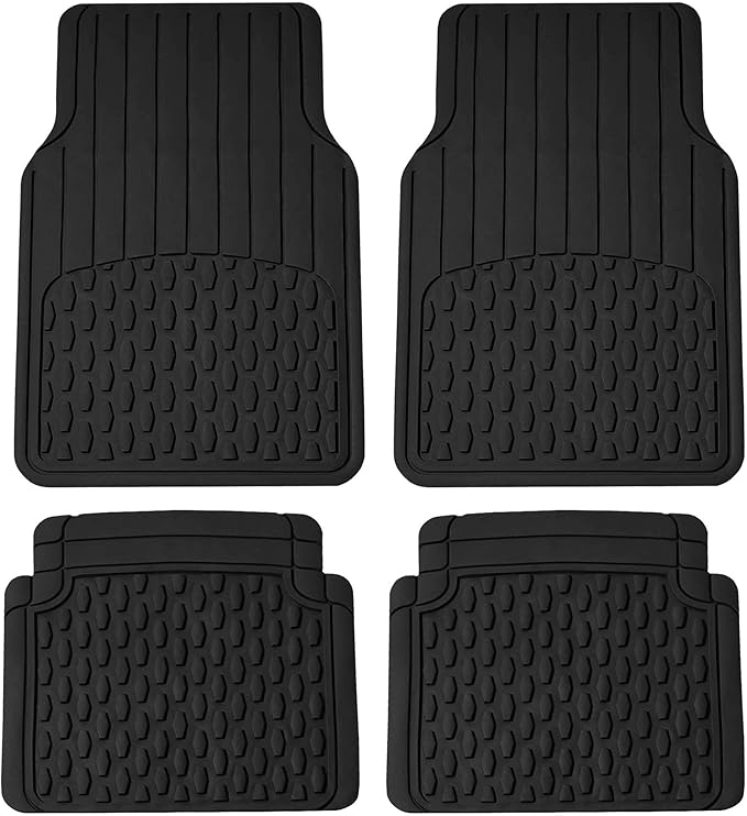 FH Group Automotive Floor Mats - Heavy-Duty Rubber Floor Mats for Cars, Universal Fit Full Set, ClimaProof Floor Mats, Trimmable Floor Mats For Most Sedan, SUV, Truck Floor Mats Black