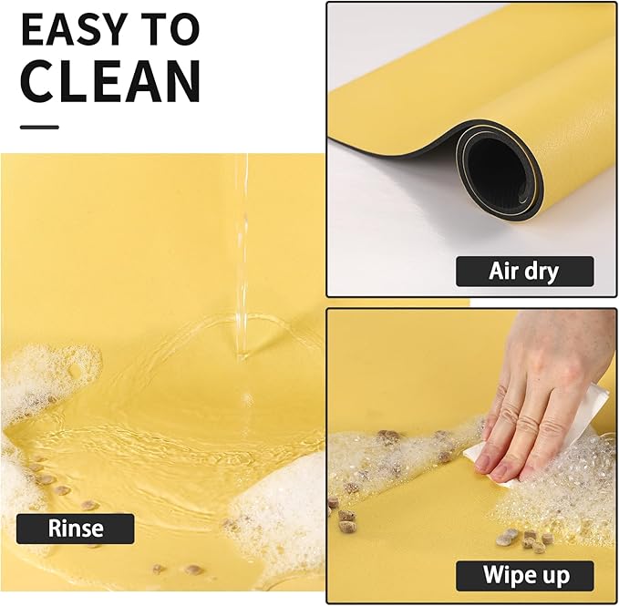 Dog Food Mat - Absorbent Cat Mat for Food and Water, No Stains Pet Feeding Bowl Mat, Easy to Clean Pet Placemats, Quick Dry Dog Water Dispenser Mat for Messy Drinkers | Paw Yellow 16"x 24"