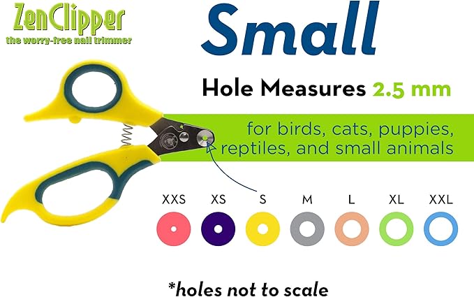 Zen Clipper Pet Nail Clipper for Cats – Cat Nail Trimmer for Safer Pet Grooming Care - Clean, Quiet, and Easy-to-Use Stainless Steel Claw Trimmer - (2.5mm Hole)