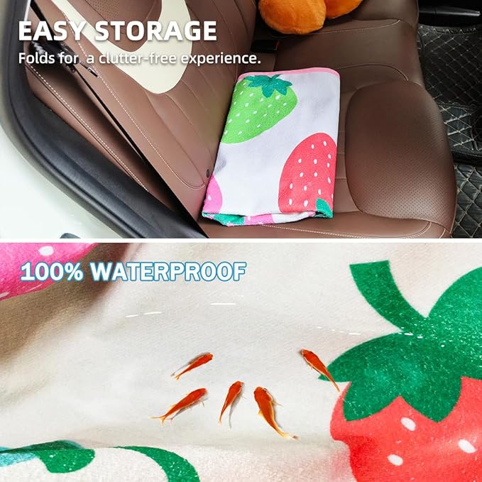 Waterproof Sweating Car Seat Cover for Post Gym Workout, Running, Swimming, Beach and Hiking, Universal Fit Non-Slip Bucket Seat Protector for Cars SUV Trucks, Machine Washable (Fruit)