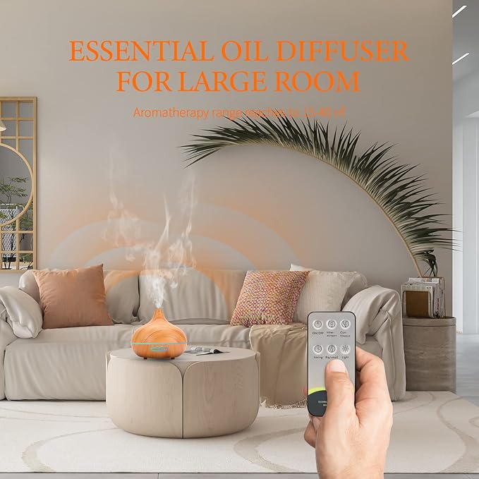550 ML Aroma Diffiser with Essential Oils Set, Essential Oil Diffuser with Remote, Ultrasonic Technology Aromatherapy Diffusers Auto Shut-Off for Office, Home