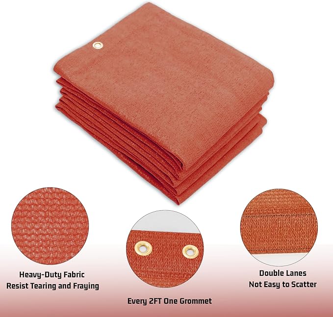 SUNNY GUARD Shade Cloth Custom Size 18x19 FT Sun Shade Screen Fabric Shade Cover Tarp with Grommets for Pergola Backyard Garden, Terra(We Customized)