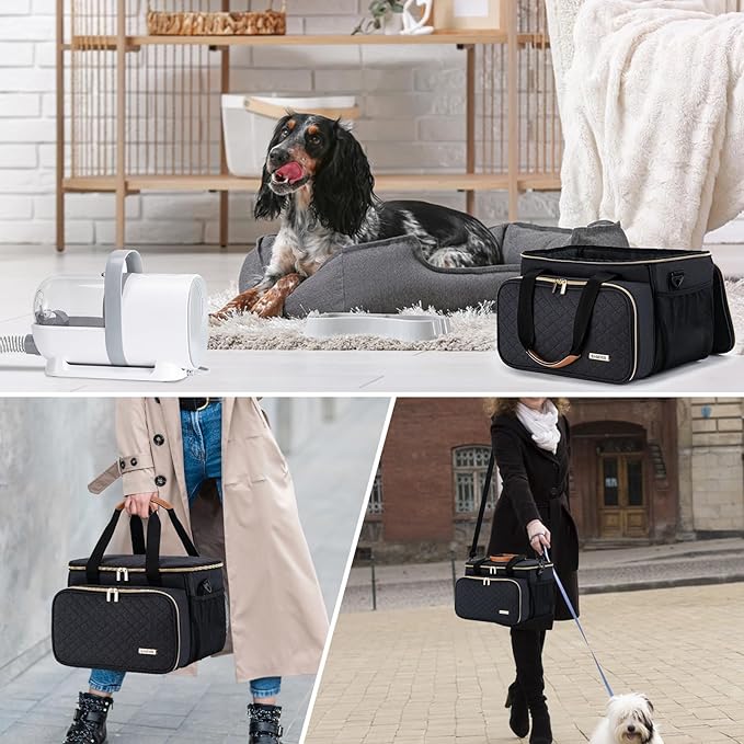 Dog Grooming Vacuum Bag, Pet Grooming Kit Bag Perfect for Dog Hair Vacuum & Grooming Tool Kit Accessories- Black