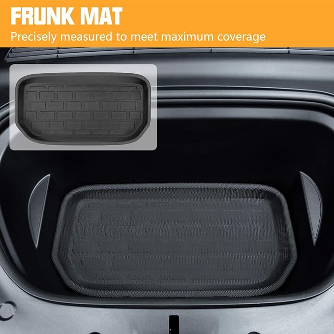 ROCCS Front & Rear Sub Trunk Mats Compatible with Tesla Model Y 2024 2023 2022 2021 - All Weather Cargo Liner Storage Mat - Non Slip Premium 3D Waterproof Rear Trunk Protection, Pack of 2