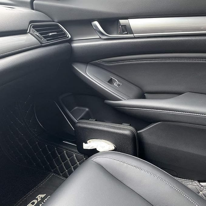 Car Tissue Holder, Sun Visor Napkin Holder, Car Visor Tissue Holder, PU Leather Backseat Tissue Case Holder for Car,Vehicle (Black)