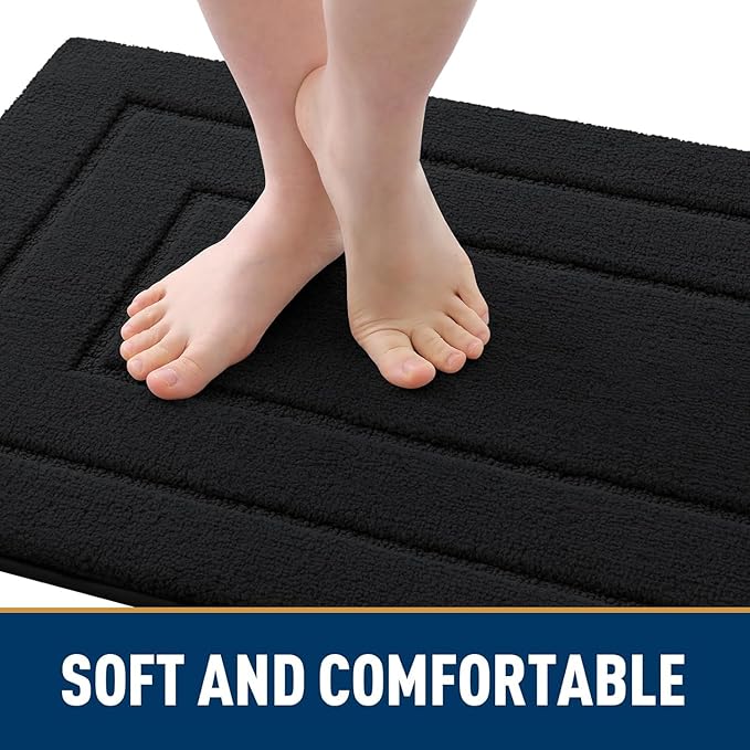Smiry Dog Door Mat for Muddy Paws, Absorbs Moisture and Dirt, Low-Profile Entryway Mat with Non-Slip Backing, Entry Indoor Outdoor Doormat for Inside Floor (30x20 Inches, Black, Bordered)