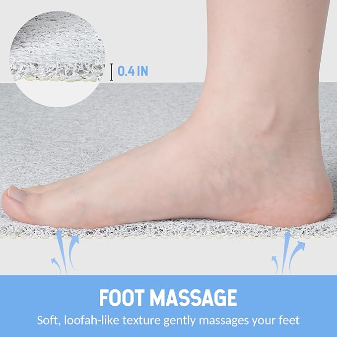 Non-Slip Bathtub Mat, Anti Slip Shower Mat, Fast Drying Bathtub Mats, Foot Scrubber Mat, Anti Slip Mat for Tub, Floor, Bathroom, Kitchen, Home, Hotel (White 24"×24")