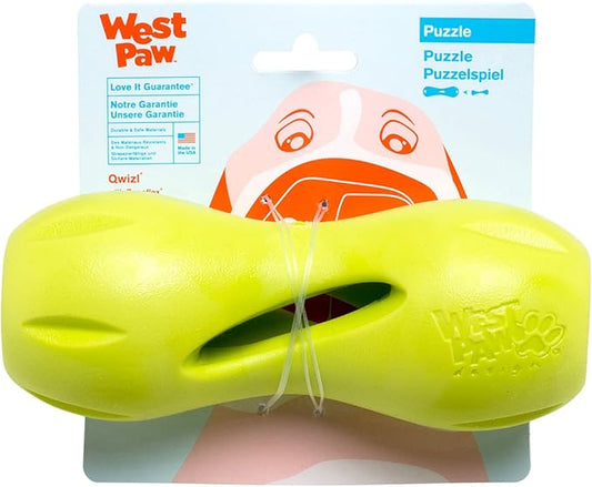 West Paw Zogoflex Qwizl Interactive Treat Dispensing Dog Puzzle Treat Toy for Dogs, Granny Smith, Large