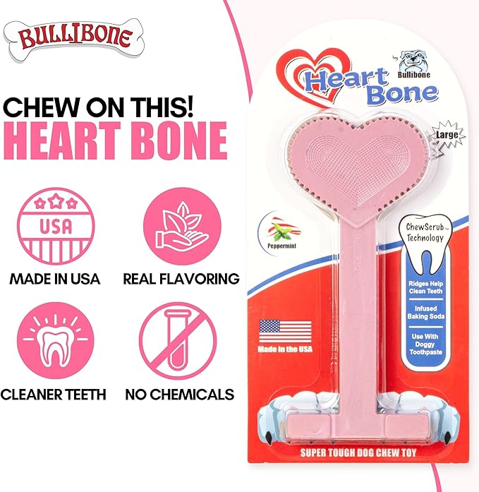 Bullibone Nylon Dog Chew Toy Nylon Bone - Improves Dental Hygiene, Easy to Grip Bottom, and Permeated with Flavor (Peppermint, Small - 3 Pack)